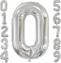 Silver 0 Balloon, 40 Inch Number 0 Balloon, Birthday Balloon Decorations by BBPOOL