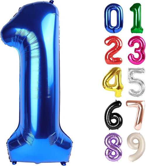 1 Balloon - Metallic Blue Birthday Number Balloons, 40 Inch Decorations | by ALPHADELTAPI