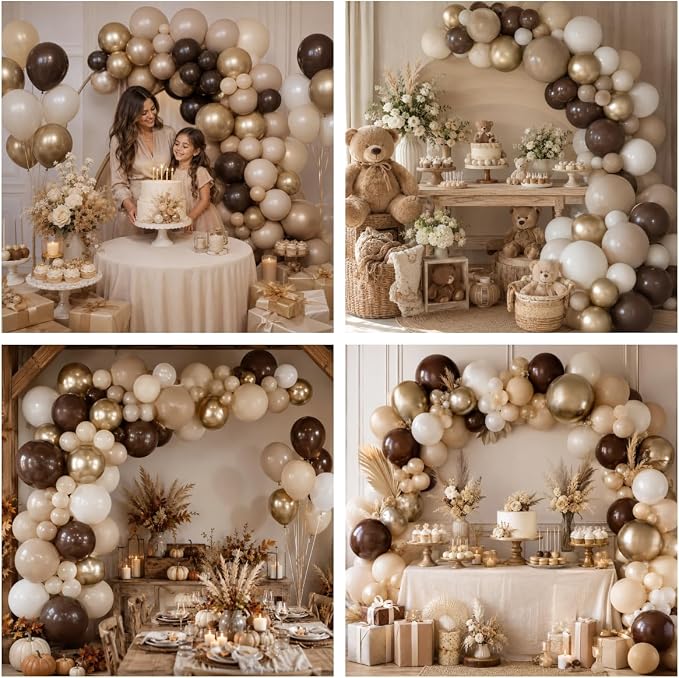 Brown Cream Neutral Balloons, 12 Inch 60PCS Retro Brown Khaki Beige Sand White - Image 9