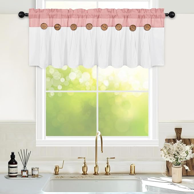 Farmhouse Valance Curtains, Boho Cotton Linen Kitchen Valance, Country Rod - Image 2