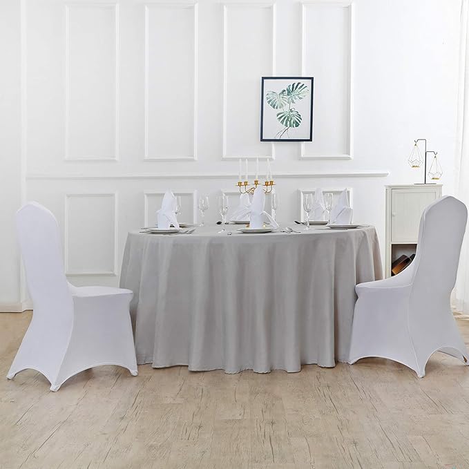 70 inch Round Tablecloth Washable Polyester Table Cloth Decorative Table Cover for Wedding Party Dining Banquet（70 inch,Silver）