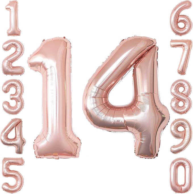 Rose Gold Number 14 Balloon 40 Inch, Gorgeous Blush Foil by Unknown
