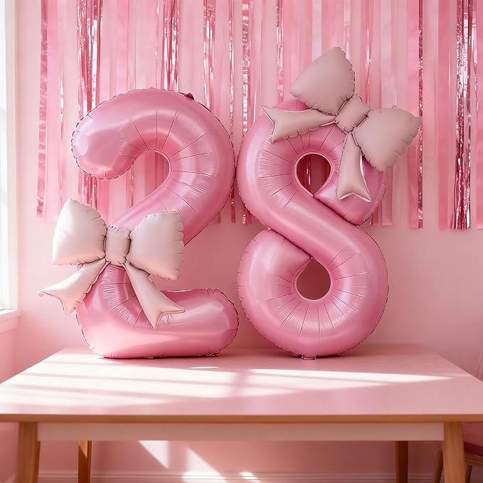 Bow Pink 8 Balloons, 40 Inch Giant Pink Bow Helium Foil Number 8 - Image 6