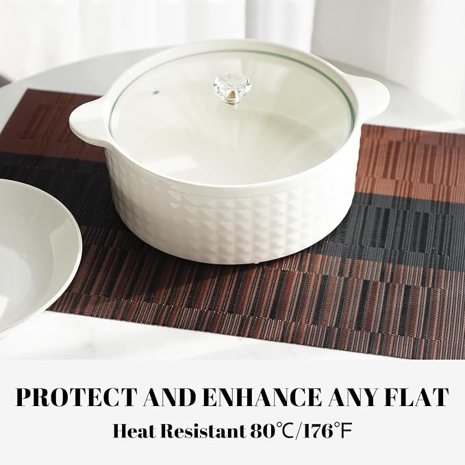Placemats Set of 6 Vinyl/Plastic Woven Place Mats - Image 4