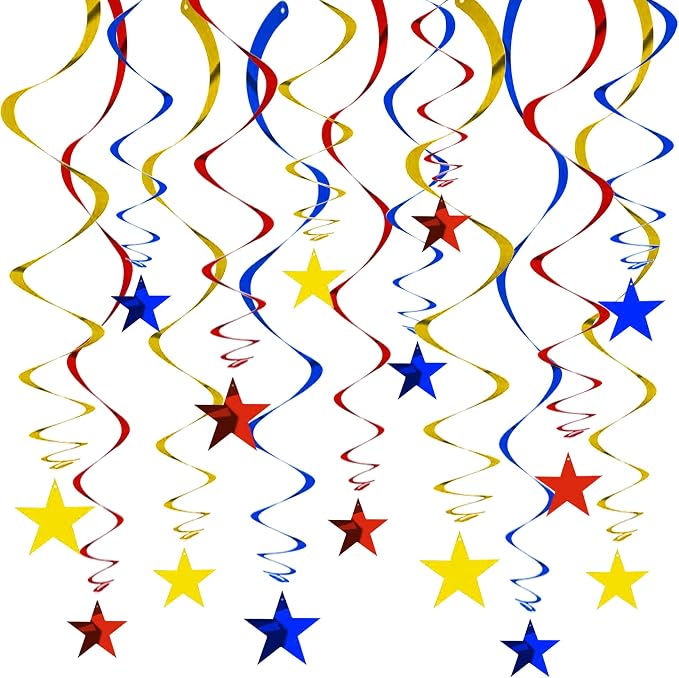 BEISHIDA Red Blue Gold Star Hanging Swirl Decorations, Birthday Hanging Party by Beishida