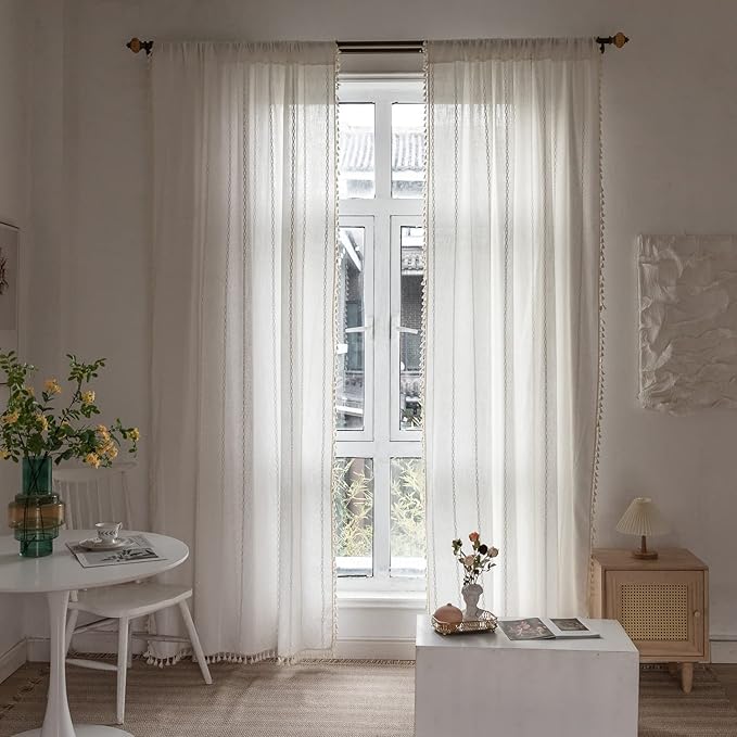 Boho Linen Curtains Off White - Image 4