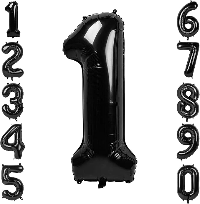 Black Number 1 Balloon 40 Inch, Sleek Foil Numeral by Unknown