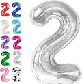 Silver Number 2 Balloon 40 inch, Balloon numbers party supplies, deco photo by Upgesy