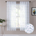 Tollpiz Leaves Short Sheer Curtains Teal Blue Leaf Embroidery Living Room by Tollpiz