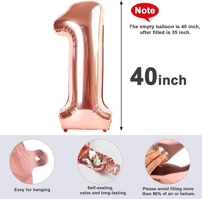 40 Inch Number 18 Balloon for 18th Year Old Birthday Decorations, Rose Gold | - Image 8