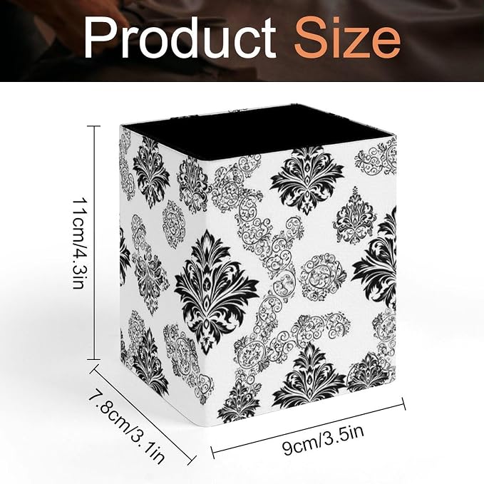 Pen Holder 2 Compartments, Pu Leather Pencil Organizer Cup Antique Classical - Image 2