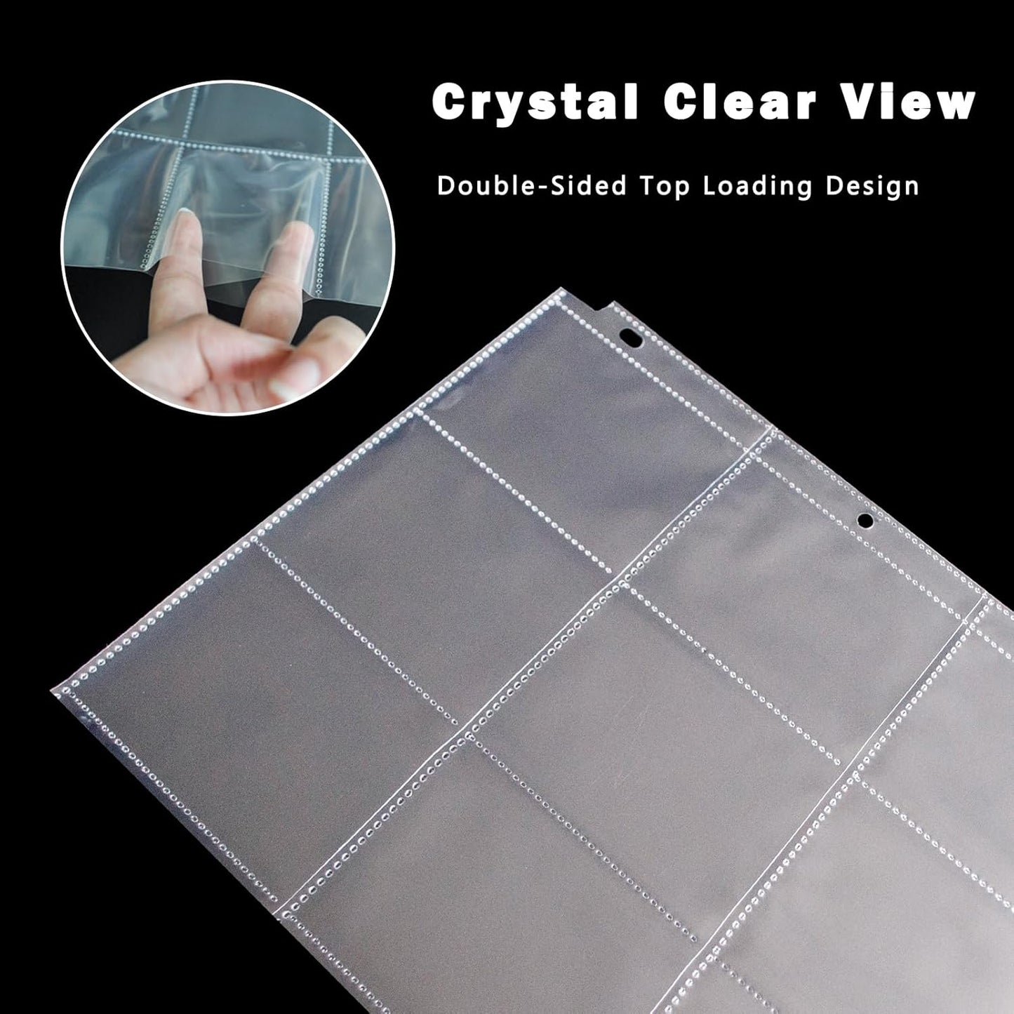 Seashell 50 Pack 900 Pockets Trading Card Binder Sleeves, 9-Pocket Double-Sided Sheets for 3 Ring Binder, Clear Page Protectors for Football, Baseball, Business Cards