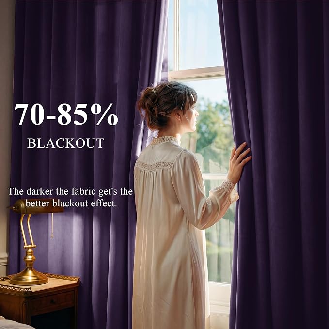 Purple Orchid Velvet Curtains Back Tab, W52 x L84 inches, 2 Panels | Room - Image 3