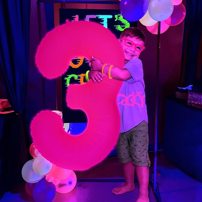 Mega-L Glow in The Dark Party Supplies, 40 Inch Fuchsia Number 8 Balloon | Glow - Image 8