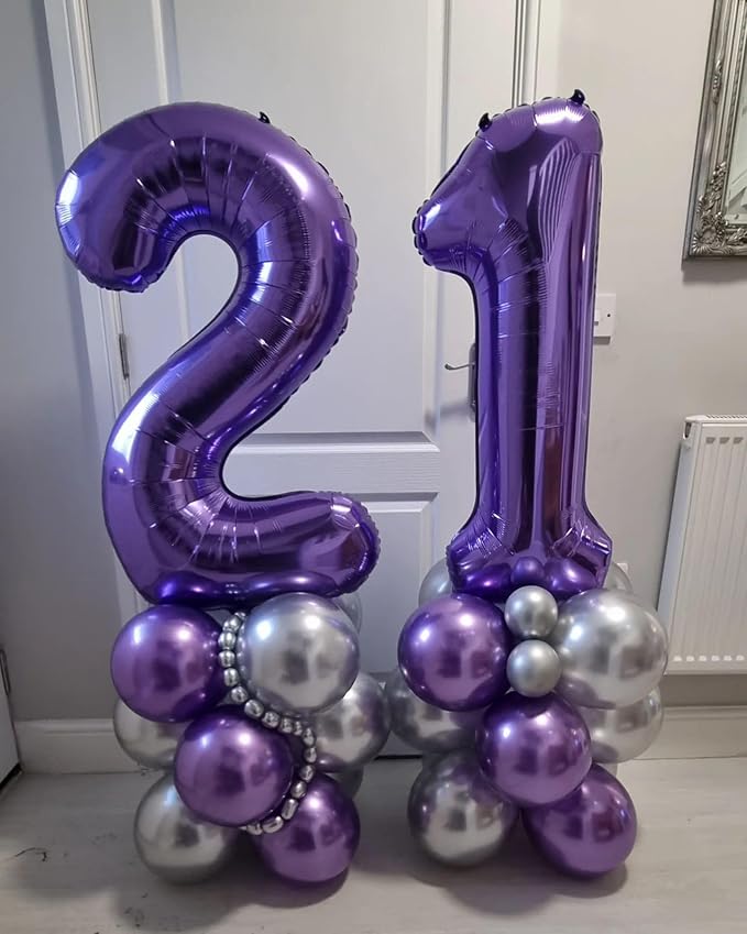Number 26 Purple Balloons 40 Inch Giant Purple Foil 26 Number Helium Balloons - Image 7