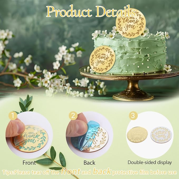20Pcs Gold Thank You Cupcake Toppers DIY Cake Toppers - Image 3
