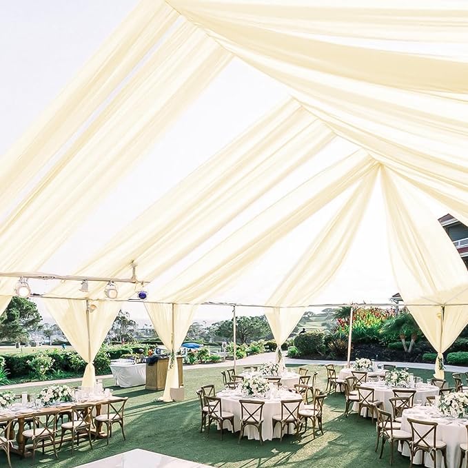 6 Panels Beige Ceiling Drapes for Wedding Ceiling Drapes 5ftx10ft Wedding Arch by Showgeous