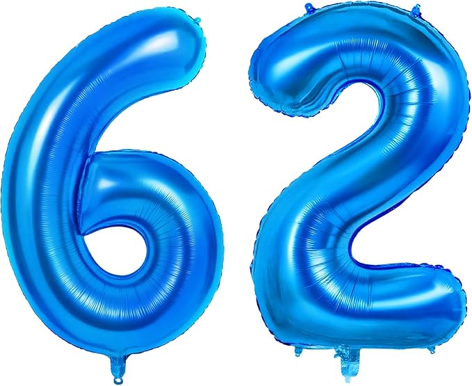 Number 62 Balloons for 62nd Birthday Party Decorations, 0-100 Large No.62 by Joycard