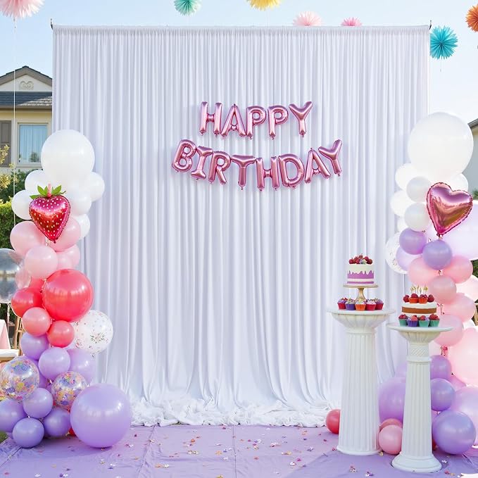 50×14 ft White Wrinkle Free Backdrop Curtain - Image 7