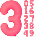 40 IN Fluorescent Red Number 3 Balloon Neon Red digital 3 Foil Balloon | by YOIOZAIZAI
