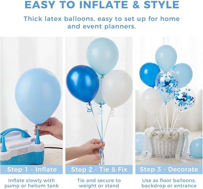 LovesTown Baby Blue and White Balloons, 12 Inch | Confetti balloons, soft color - Image 6