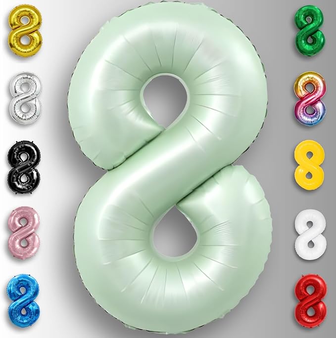 Green Number Balloon 8 Mylar Foil Balloons 32 inch - Image 6