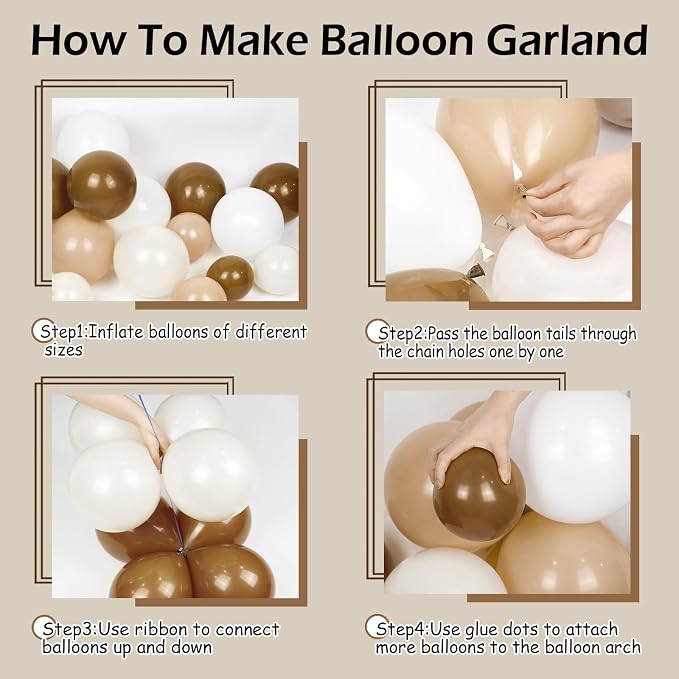 140Pcs Netural Balloon Garland Arch Kit, 5 10 12 18inch Brown Beige Nude Tan - Image 3