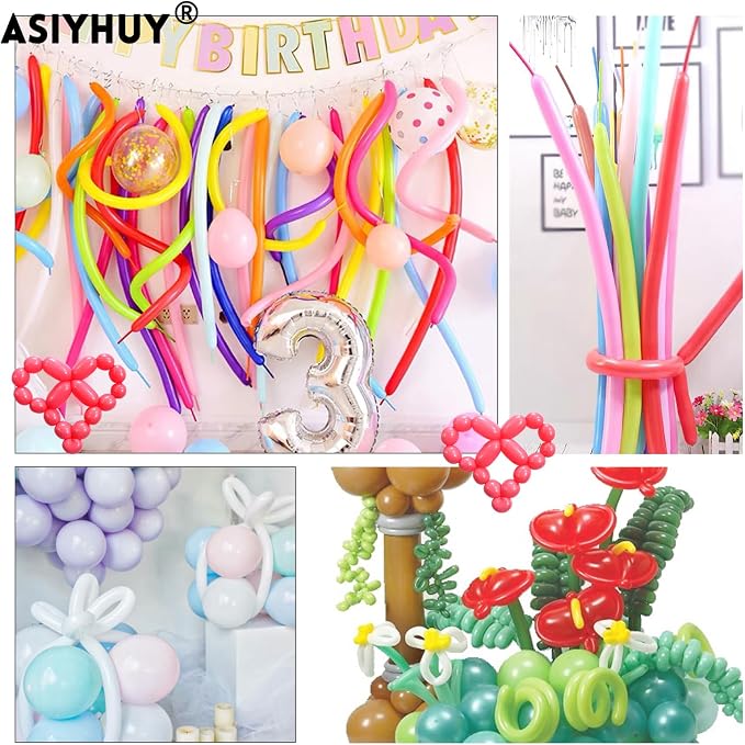 Pastel 260 long balloons 100 Pack Twisting Animal Balloons Assorted Color Thick - Image 4