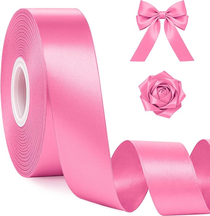 30Yards 1In Hot Pink Satin Ribbon by Fullive