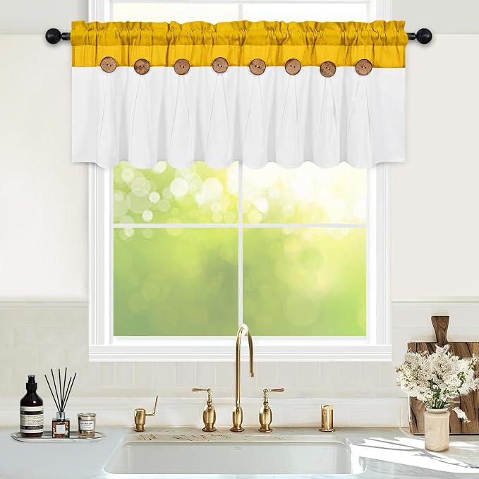 Farmhouse Valance Curtains, Boho Cotton Linen Kitchen Valance, Rod Pocket - Image 2