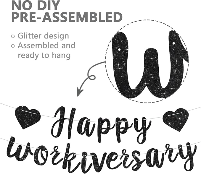 Black Glitter Happy Workiversary Banner - Image 2