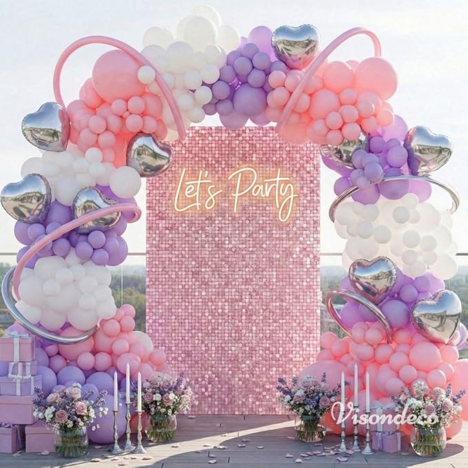 Pink and Purple Balloon Arch Kit by BalloonExpert