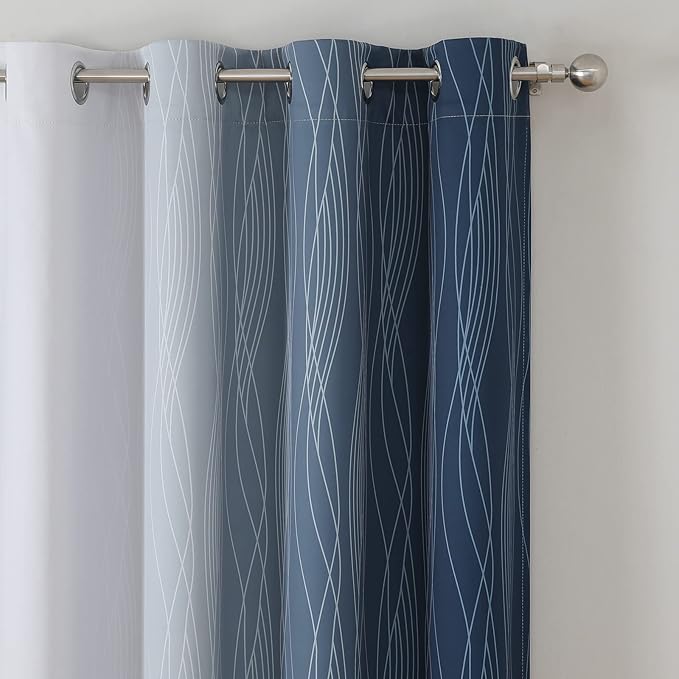 Estelar Textiler Full Room Darkening Greyish White and Navy Blue Blackout - Image 4