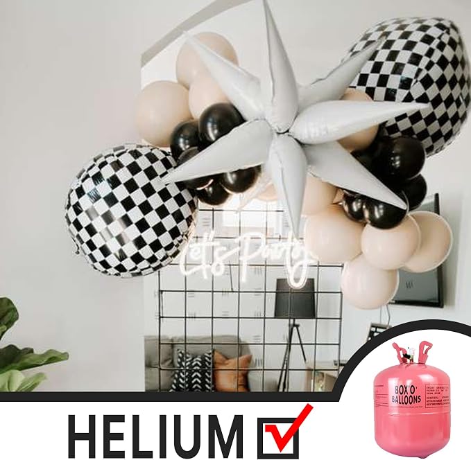PartyWoo Checkered Large Round Giant 4D Jumbo Inflatable Foil Balloons 6pcs | - Image 3