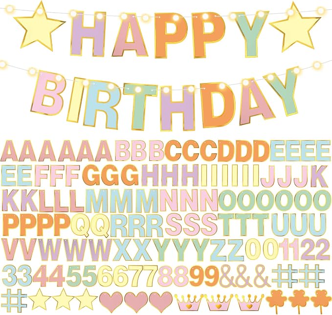 TaoBary 143 Pcs DIY Letter Banner Customizable Happy Birthday Supplies Make by TaoBary