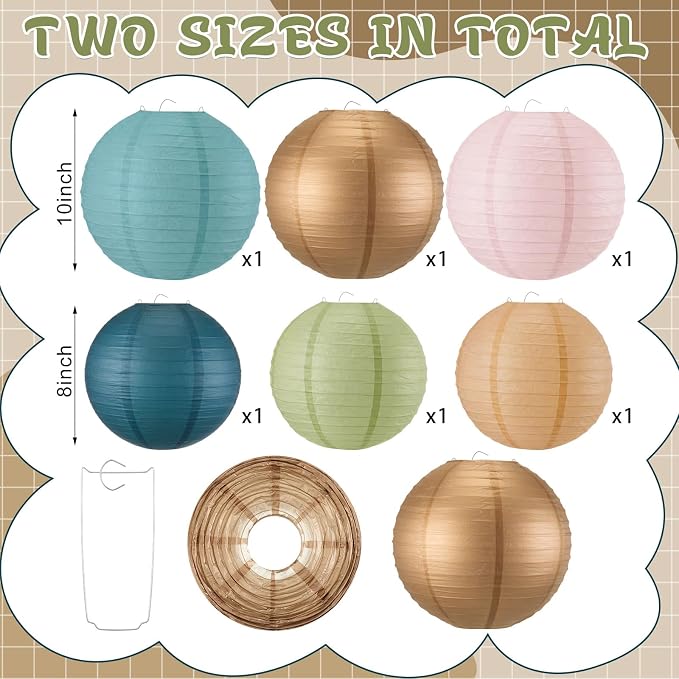 Hortsun 6 Pcs Colorful Hanging Paper Lanterns Party Decorations, Pastel - Image 3