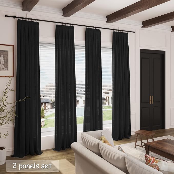 Extra Long Black Curtain 108 inches Long 2 Panels Set - Image 7