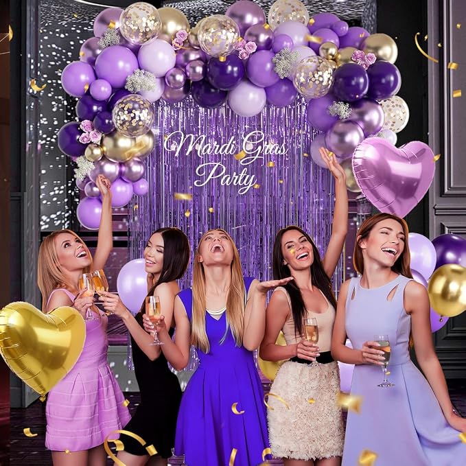 157Pcs Purple and Gold Balloons Garland Arch Kit - Image 4