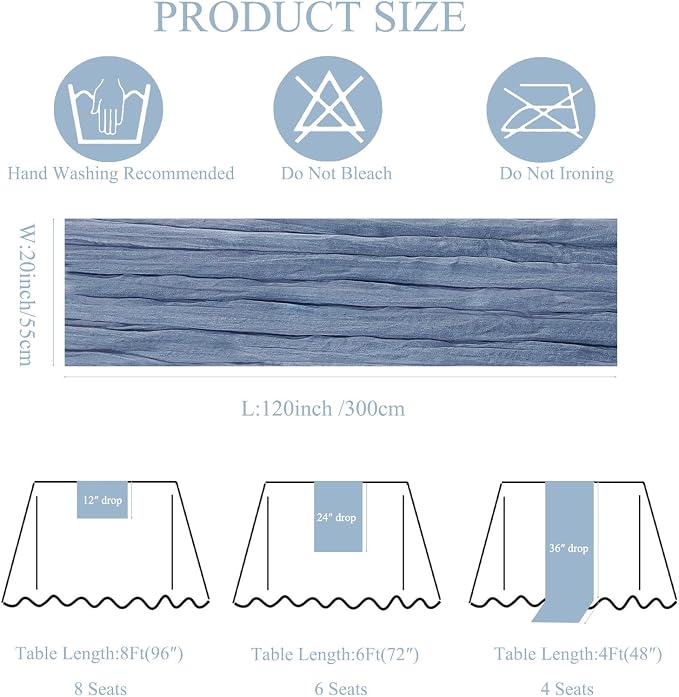 20Pack Dusty Blue Cheesecloth Table Runner 10Ft Gauze Table Runner | Blue - Image 4
