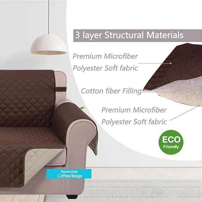 U-NICE HOME Reversible 23''Recliner Small Chair Cover, Coffee/Beige | Recliner - Image 5