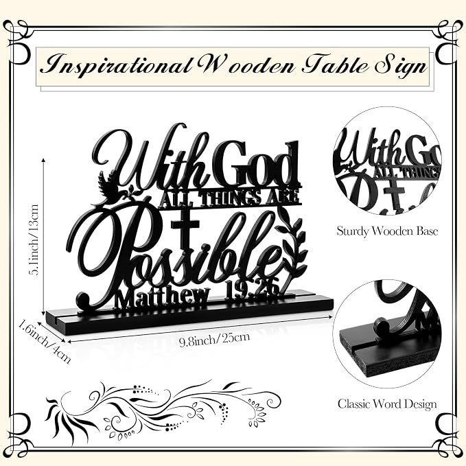 Geetery Inspirational Table Centerpieces Wooden Religious Inspirational Home - Image 2