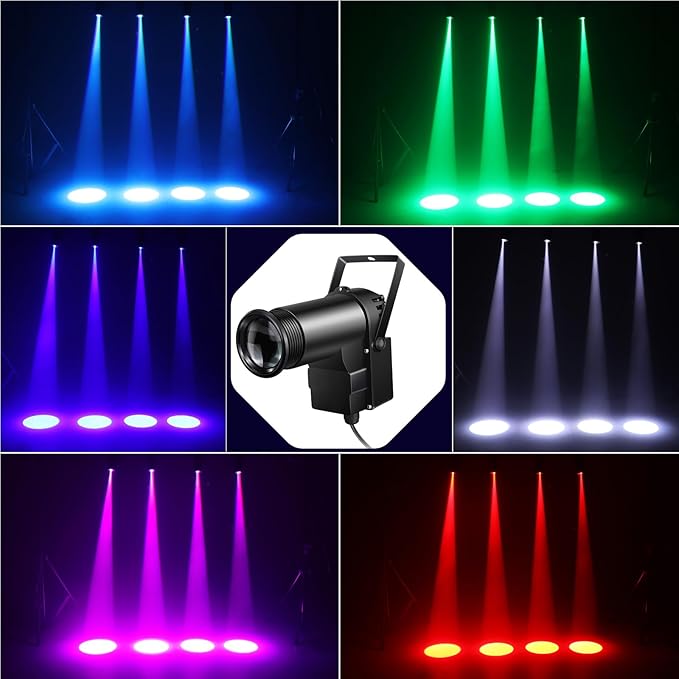 Pinspot Light 15W DMX, Czgor RGBW Disco Ball Lights with Remote Control / DMX512 / Sound Activated Pin Spotlight for Mirror Ball DJ Party Wedding Show