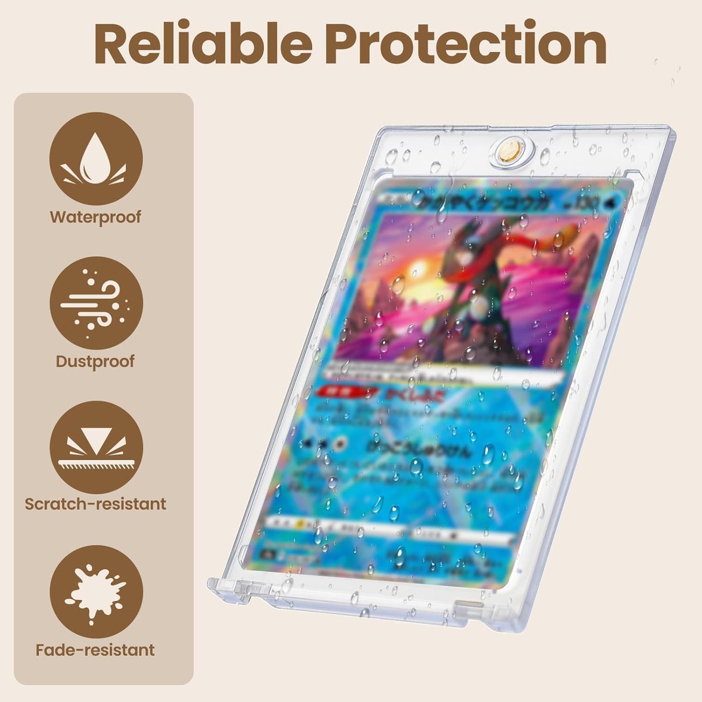 4Pack Magnetic Card Holders for Baseball Cards - Sports Card Protector with 4 Wooden Stands, 35pt Plastic Hard Card Sleeves Holder, Trading Card Display Stand for Graded Card, MTG, Sports and Game Cards