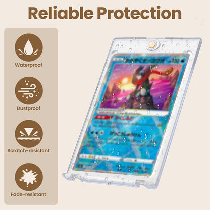 4Pack Magnetic Card Holders for Baseball Cards - Sports Card Protector with 4 Wooden Stands, 35pt Plastic Hard Card Sleeves Holder, Trading Card Display Stand for Graded Card, MTG, Sports and Game Cards