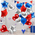 TONIFUL 18 Inch Blue Silver Red Star and Heart Foil Balloons by TONIFUL
