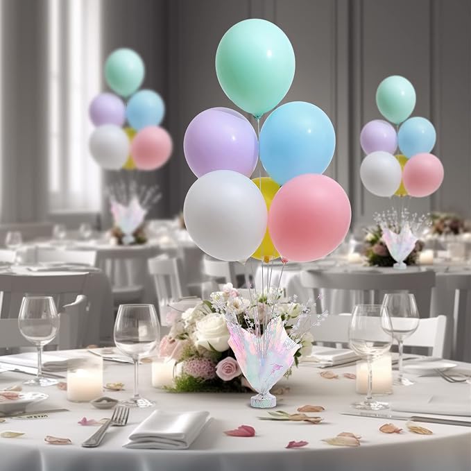 2 Set Pastel Birthday Decorations Rainbow Party Table Balloons Centerpiece - Image 3