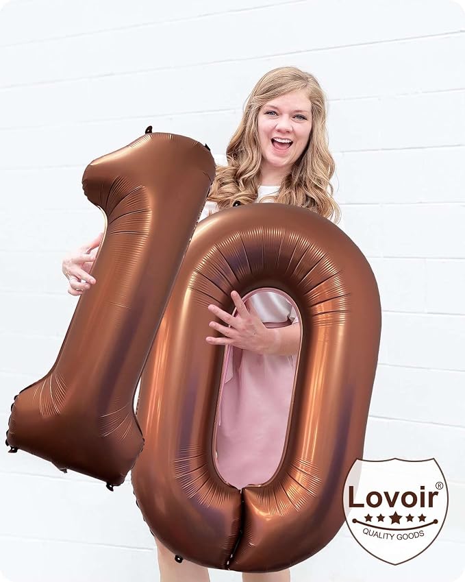 40 Inch Coffee Brown Number 9 Balloon Large Size Jumbo Digit Mylar Foil Retro - Image 6
