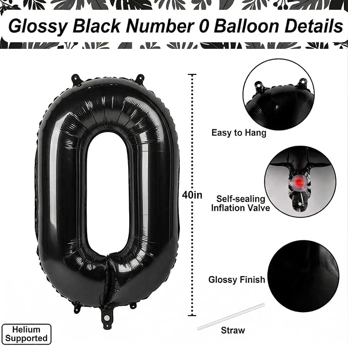Black Number 10 Balloon 40 Inch, Foil Numeral - Image 4