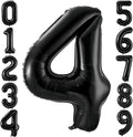 Black 4 Balloon Number, 40 Inch Number 4 Balloon Large Black 4 Foil Mylar by BBPOOL