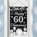 60th Anniversary Decorations Small Banner Black Silver Happy 60th Anniversary by Wayyogh